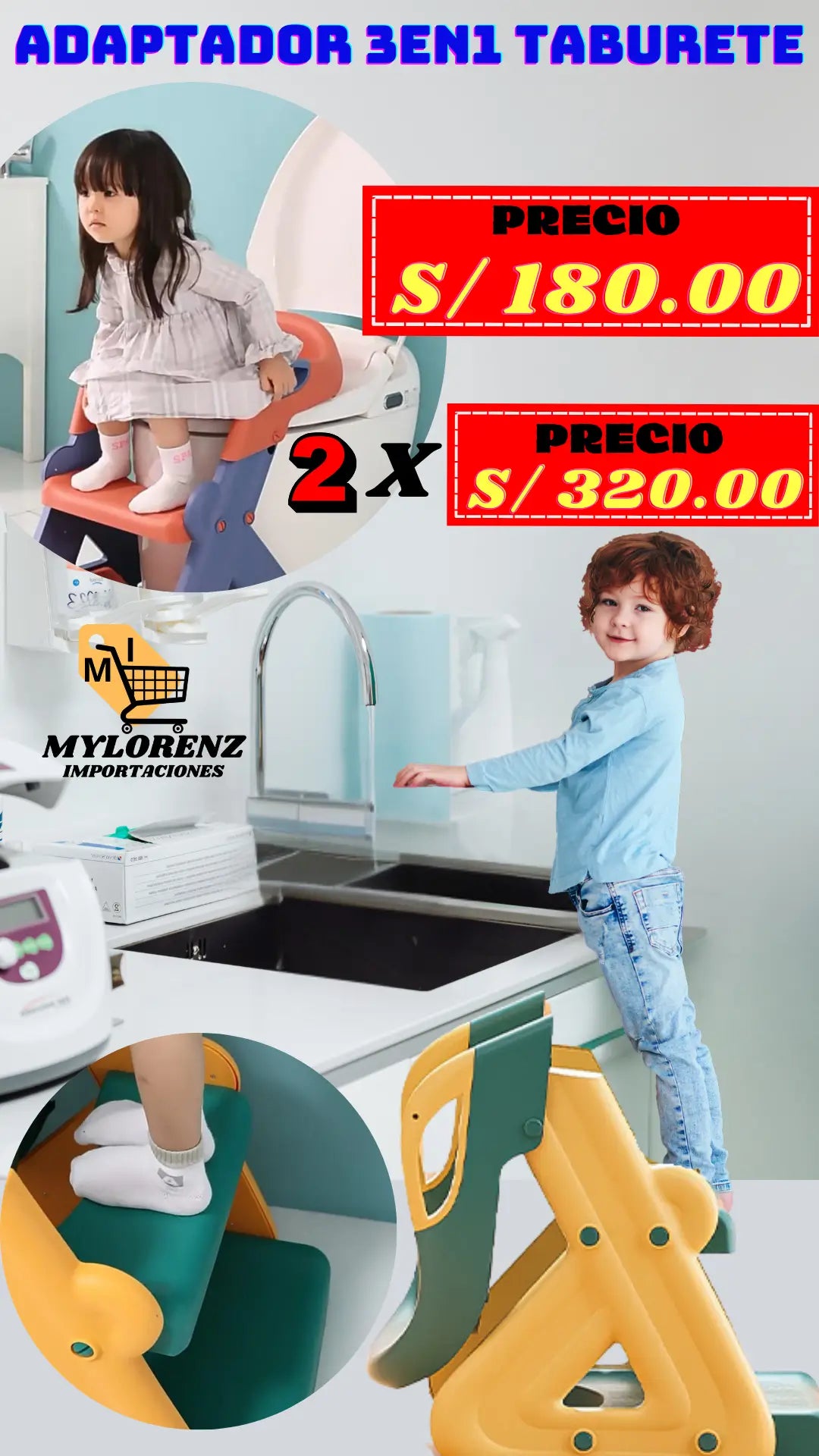ENTRENADOR DE NIÑOS MODELO TABURETE 3 EN 1