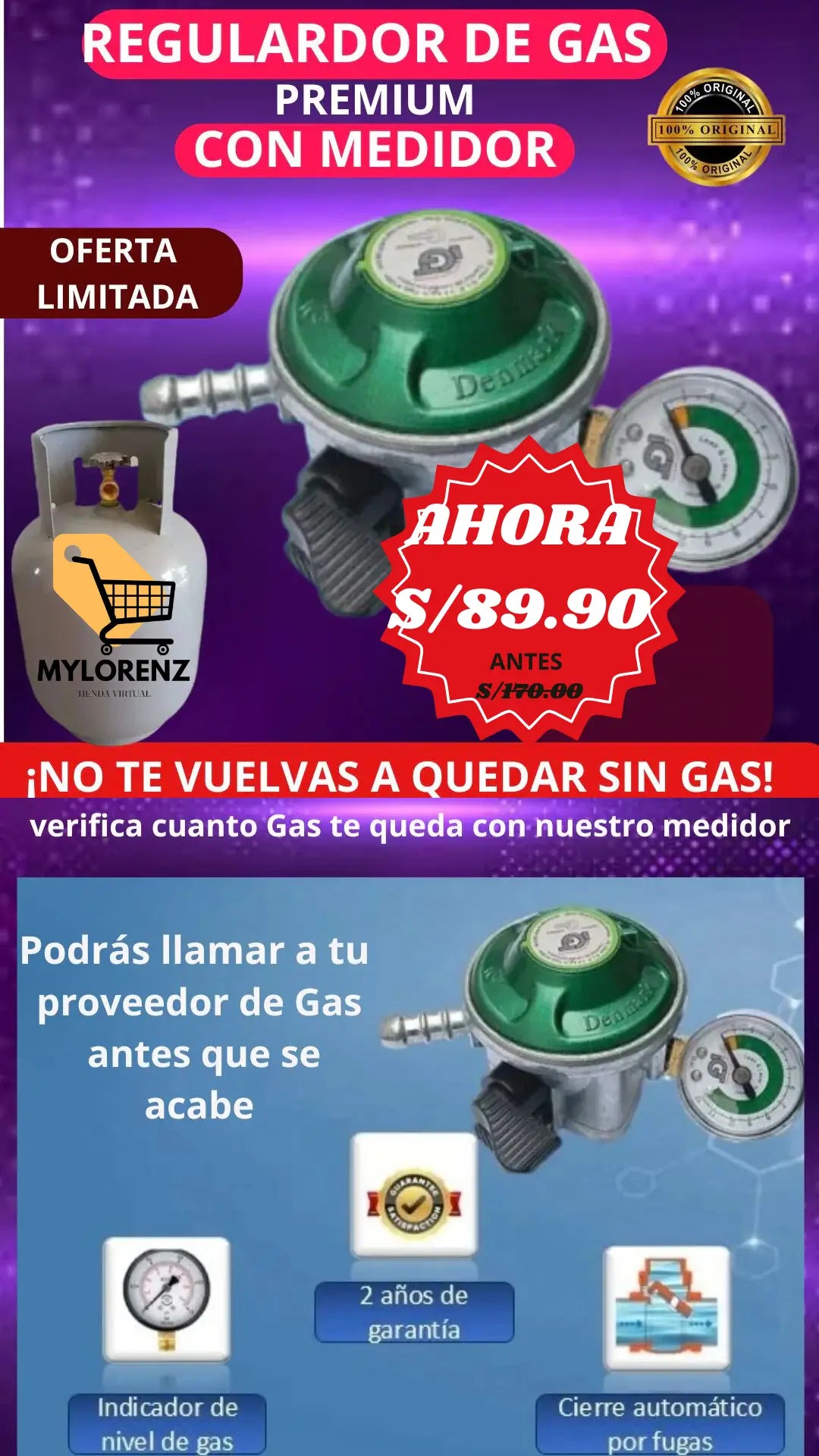 VALVULA REGULADORA DE GAS CON MANOMETRO