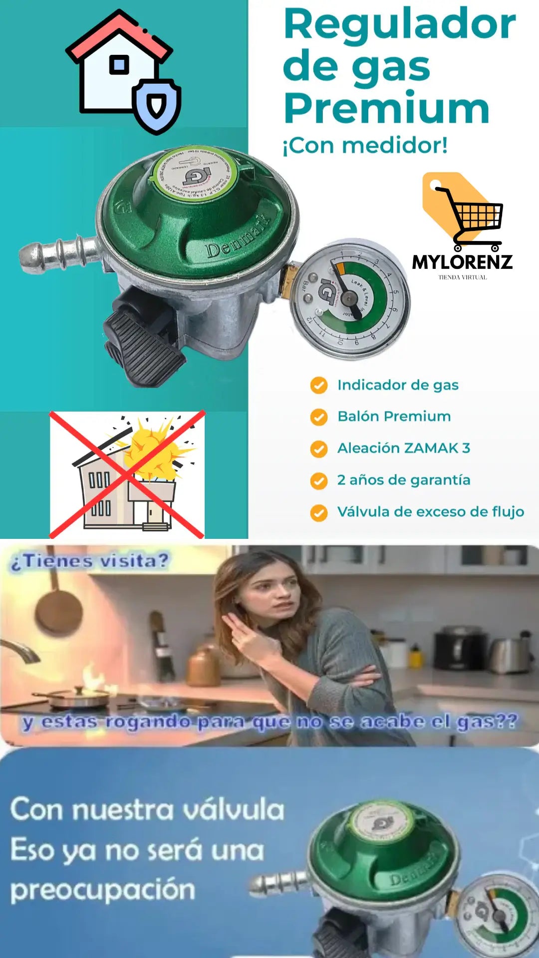 VALVULA REGULADORA DE GAS CON MANOMETRO