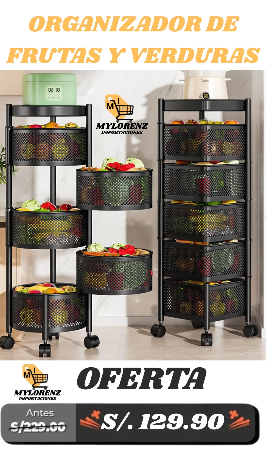 ORGANIZADOR DE FRUTAS Y VERDURAS DE 5 NIVELES