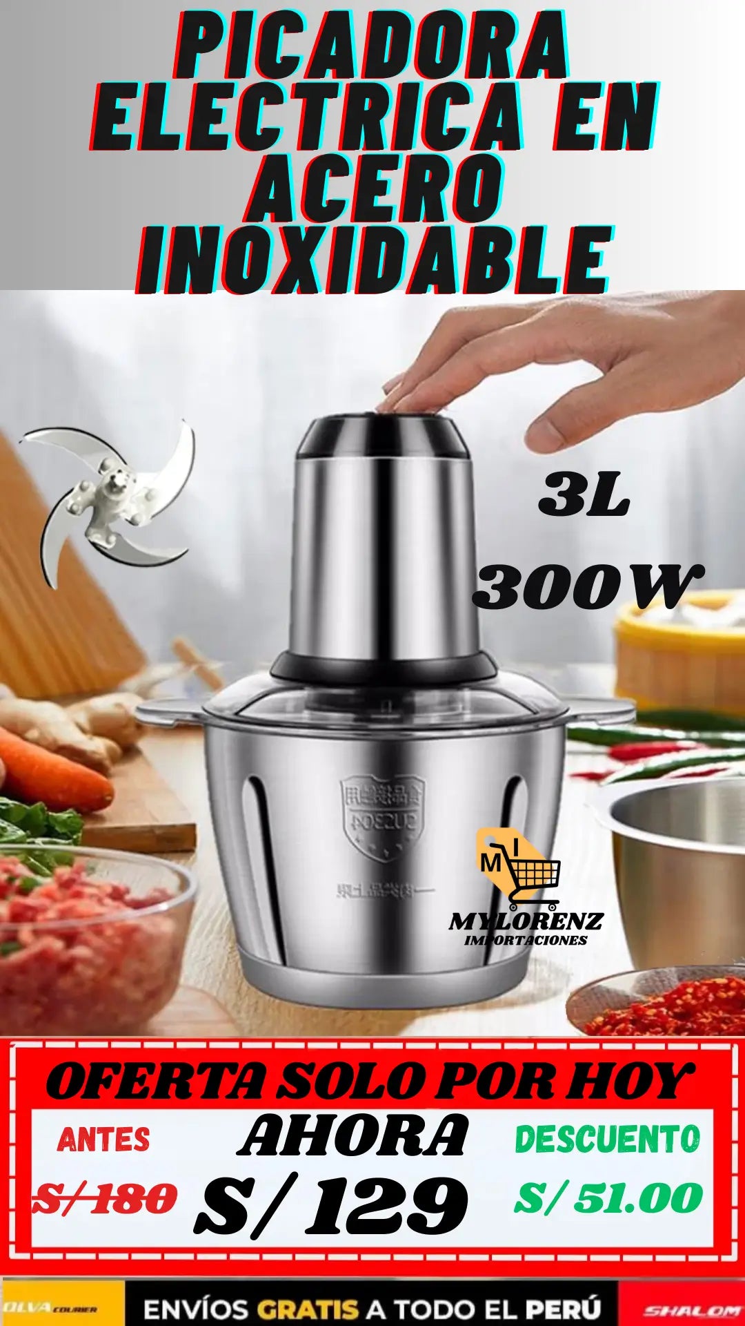 PICADOR PREMIUM ELECTRICO CARNE O VERDURAS