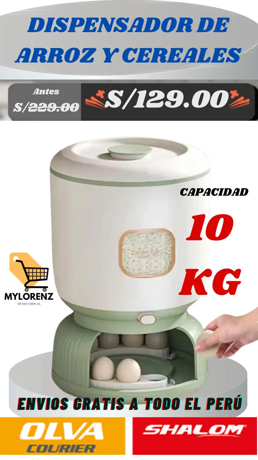 Dispensador de ARROZ y CEREALES DE 10 KG