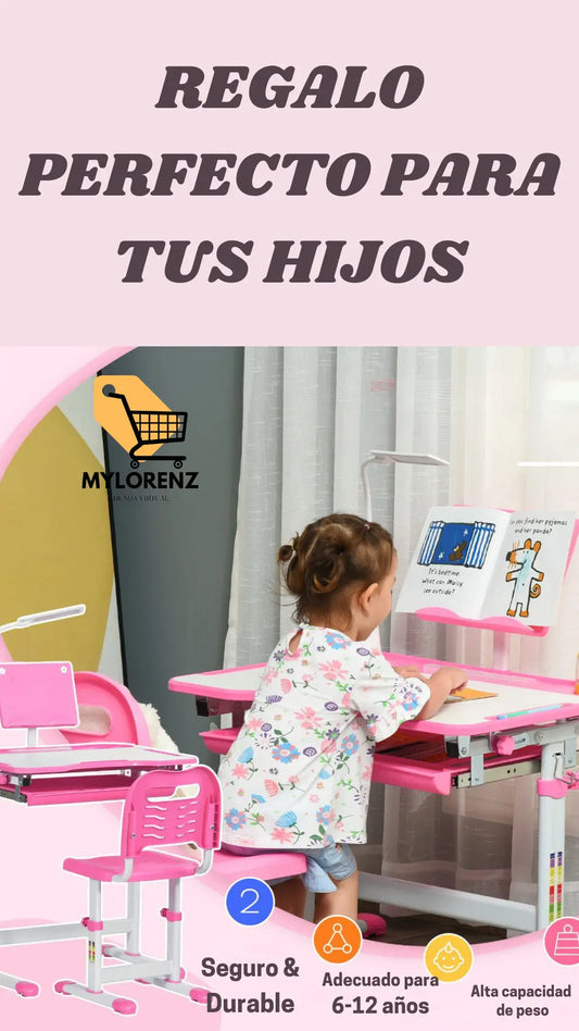 MODERNO ESCRITORIO  CON LUZ DE LECTURA  Y SILLA ERGONÓMICO