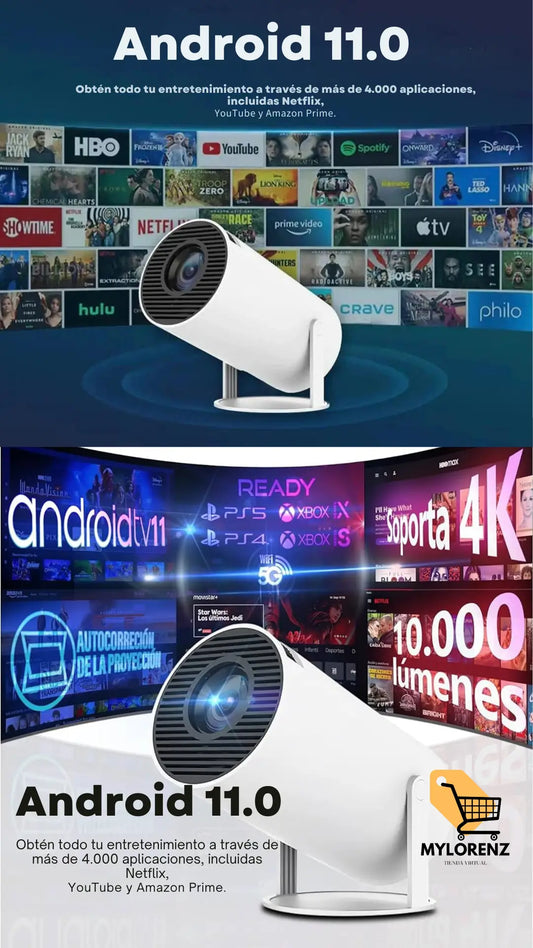 Proyector HY300 PRO Smart 4K Android11 Wifi Bluetooth